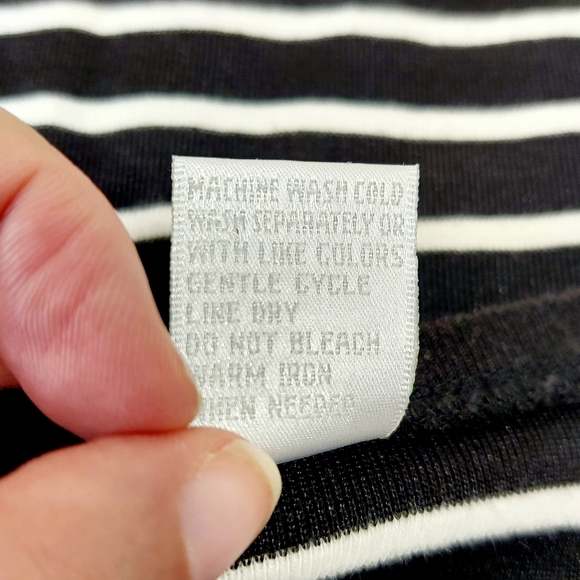 Vintage Design Assets B&W Sailor Striped Boat Neck Top with 3/4 Sleeves Sz XL - Picture 6 of 10